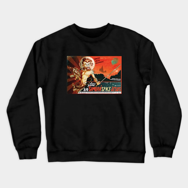 Samurai Space Jesus Crewneck Sweatshirt by stieven